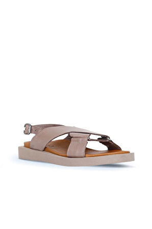 Bueno Shoes Gri Deri Kadın Sandalet 01ws2801