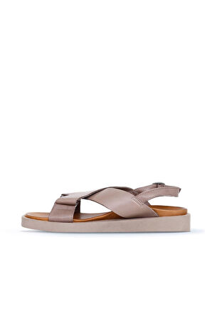 Bueno Shoes Gri Deri Kadın Sandalet 01ws2801