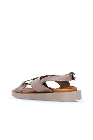 Bueno Shoes Gri Deri Kadın Sandalet 01ws2801
