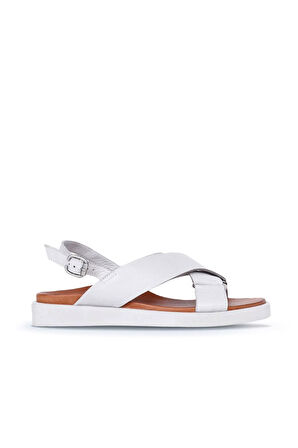 Bueno Shoes Ekru Deri Kadın Sandalet 01ws2801