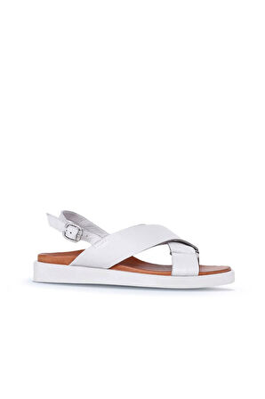 Bueno Shoes Ekru Deri Kadın Sandalet 01ws2801