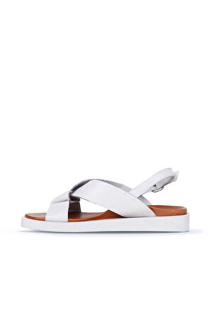 Bueno Shoes Ekru Deri Kadın Sandalet 01ws2801