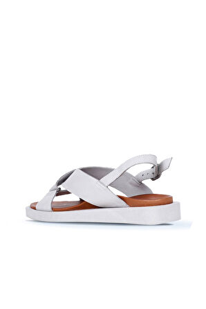 Bueno Shoes Ekru Deri Kadın Sandalet 01ws2801
