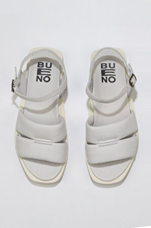 Bueno Shoes Beyaz Kırık Deri Kadın Sandalet 01ws2824