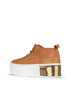 Bueno Shoes Taba Deri Kadın Dolgu Topuklu Ayakkabı 01ws7001
