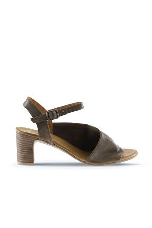 Bueno Shoes Gri Deri Kadın Topuklu Sandalet 01wn1519