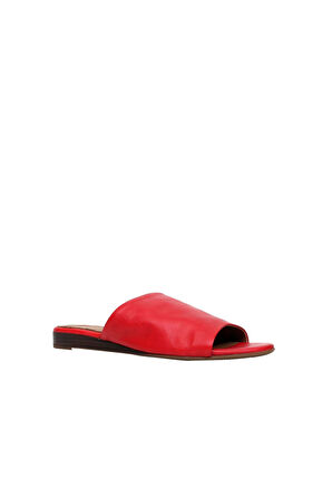 Bueno Shoes Kırmızı Deri Kadın Düz Terlik 01wn1901