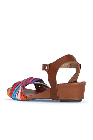 Bueno Shoes Multi M10 Deri Kadın Dolgu Topuklu Sandalet 01wl6800