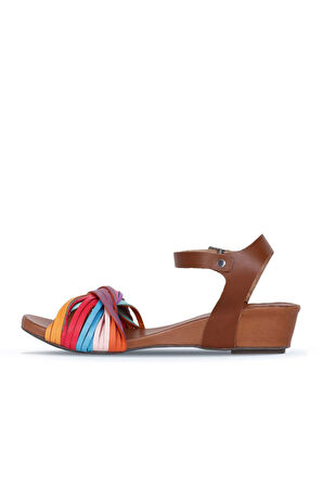 Bueno Shoes Multi M10 Deri Kadın Dolgu Topuklu Sandalet 01wl6800