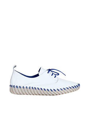 Bueno Shoes Beyaz Mavi Deri Kadın Düz Ayakkabı 01wq0200