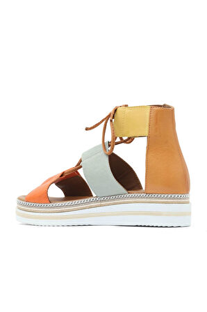 Bueno Shoes Multi Ml1 Deri Kadın Dolgu Topuklu Sandalet 01wq1602