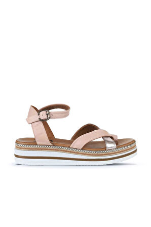 Bueno Shoes Gül Kurusu Deri Kadın Düz Sandalet 01wq1607