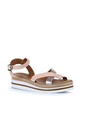 Bueno Shoes Gül Kurusu Deri Kadın Düz Sandalet 01wq1607