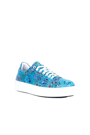 Bueno Shoes Mavi Çiçek Deri Kadın Günlük Ayakkabı 01wq5005