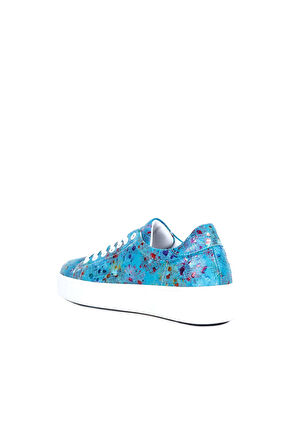 Bueno Shoes Mavi Çiçek Deri Kadın Günlük Ayakkabı 01wq5005