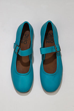 Bueno Shoes Turkuaz Deri Kadın Düz Babet 01ws4409