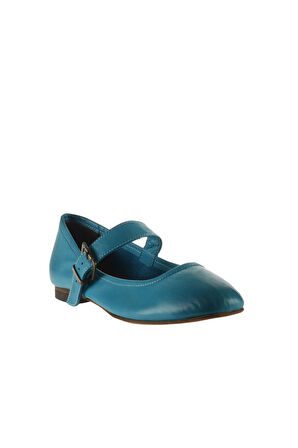 Bueno Shoes Turkuaz Deri Kadın Düz Babet 01ws4409
