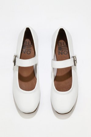 Bueno Shoes Beyaz Deri Kadın Düz Babet 01ws4409