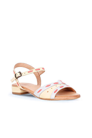 Bueno Shoes Ekru Sarı Deri Kadın Topuklu Sandalet 01ws6102