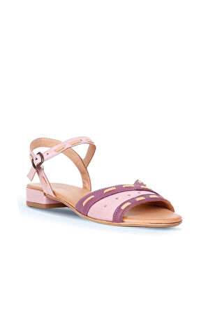 Bueno Shoes Mor Pudra Deri Kadın Topuklu Sandalet 01ws6102