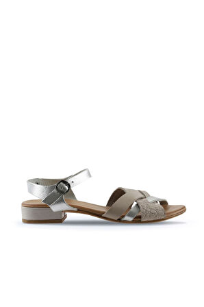 Bueno Shoes Bej Deri Kadın Topuklu Sandalet 01ws6106