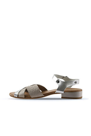 Bueno Shoes Bej Deri Kadın Topuklu Sandalet 01ws6106