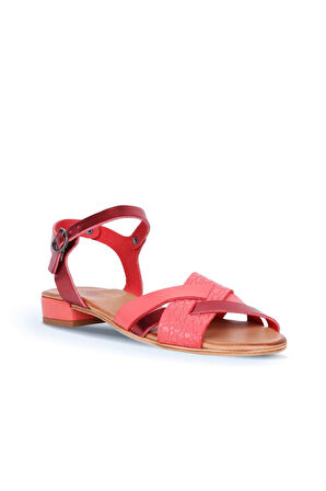 Bueno Shoes Mercan Deri Kadın Topuklu Sandalet 01ws6106