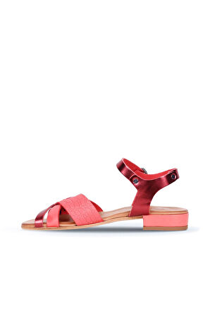 Bueno Shoes Mercan Deri Kadın Topuklu Sandalet 01ws6106
