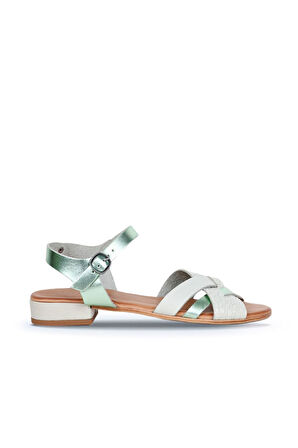 Bueno Shoes Yeşil Deri Kadın Topuklu Sandalet 01ws6106