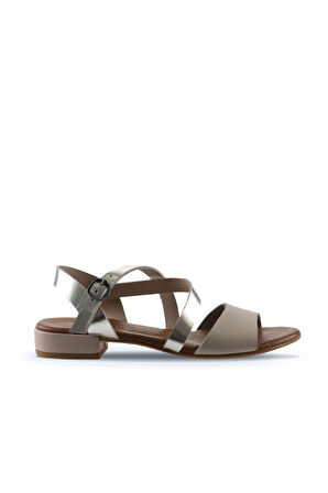 Bueno Shoes Bej Deri Kadın Topuklu Sandalet 01ws6108