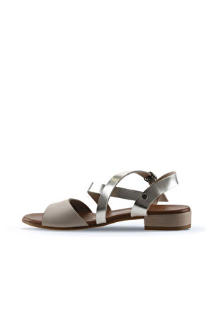 Bueno Shoes Bej Deri Kadın Topuklu Sandalet 01ws6108
