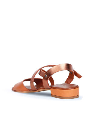 Bueno Shoes Taba Deri Kadın Topuklu Sandalet 01ws6108