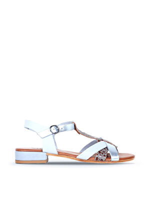 Bueno Shoes Mavi Deri Kadın Topuklu Sandalet 01ws6109