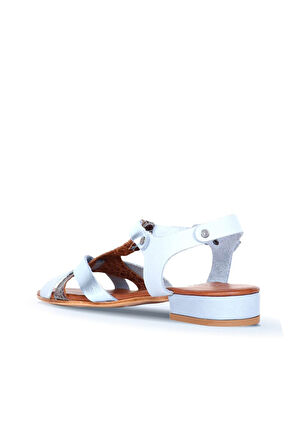 Bueno Shoes Mavi Deri Kadın Topuklu Sandalet 01ws6109
