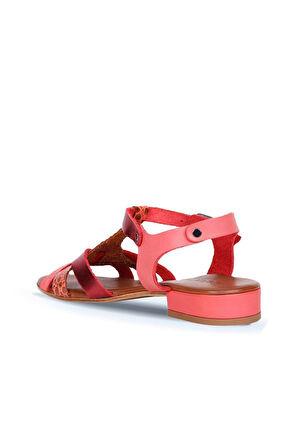 Bueno Shoes Mercan Deri Kadın Topuklu Sandalet 01ws6109