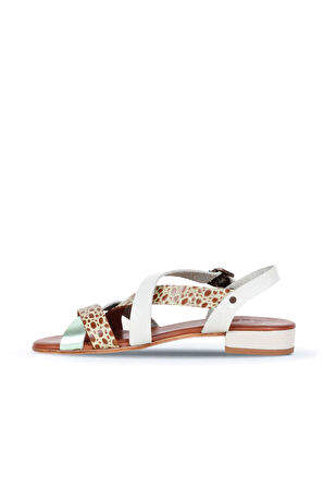 Bueno Shoes Yeşil Deri Kadın Topuklu Sandalet 01ws6110