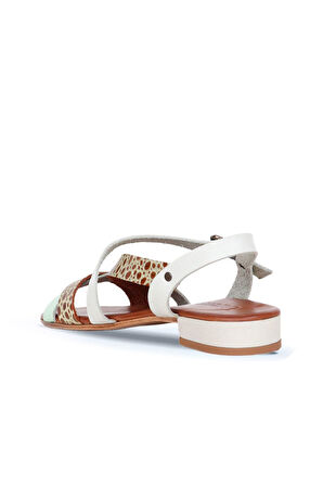 Bueno Shoes Yeşil Deri Kadın Topuklu Sandalet 01ws6110