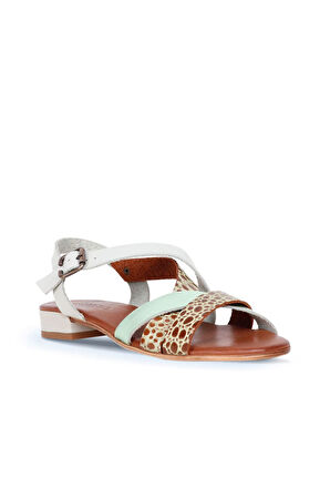 Bueno Shoes Yeşil Deri Kadın Topuklu Sandalet 01ws6110