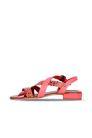 Bueno Shoes Mercan Deri Kadın Topuklu Sandalet 01ws6110