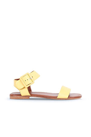 Bueno Shoes Sarı Deri Kadın Düz Sandalet 01ws6900