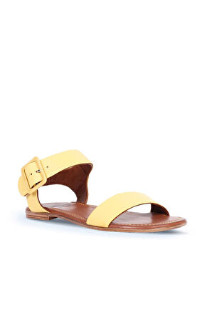 Bueno Shoes Sarı Deri Kadın Düz Sandalet 01ws6900