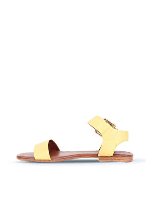 Bueno Shoes Sarı Deri Kadın Düz Sandalet 01ws6900