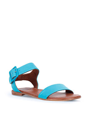 Bueno Shoes Mavi Deri Kadın Düz Sandalet 01ws6900