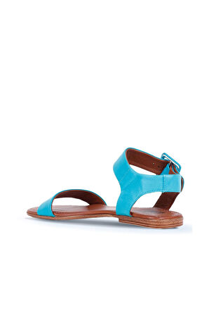 Bueno Shoes Mavi Deri Kadın Düz Sandalet 01ws6900