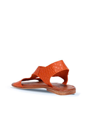 Bueno Shoes Turuncu Deri Kadın Düz Sandalet 01ws6904