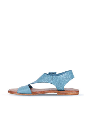 Bueno Shoes Mavi Deri Kadın Düz Sandalet 01ws6904