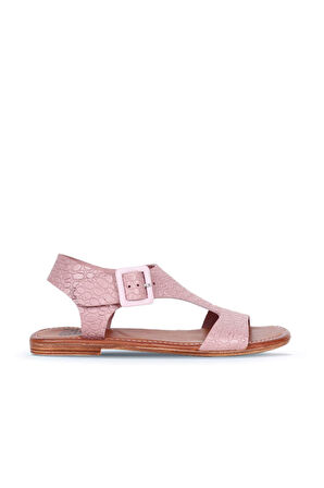 Bueno Shoes Pembe Deri Kadın Düz Sandalet 01ws6904