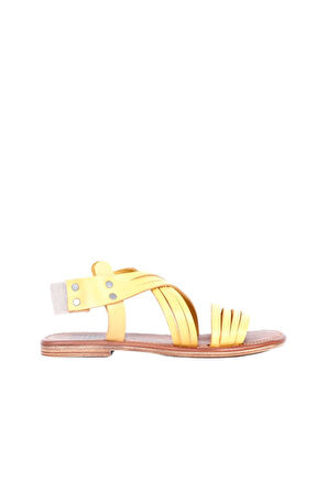 Bueno Shoes Sarı Deri Kadın Düz Sandalet 01ws6911