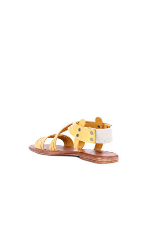 Bueno Shoes Sarı Deri Kadın Düz Sandalet 01ws6911