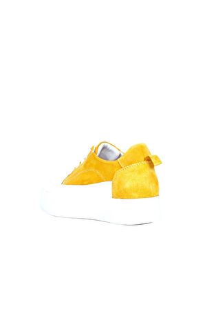 Bueno Shoes Beyaz Sarı Deri-süet Kadın Dolgu Topuklu Ayakkabı 01ws10704